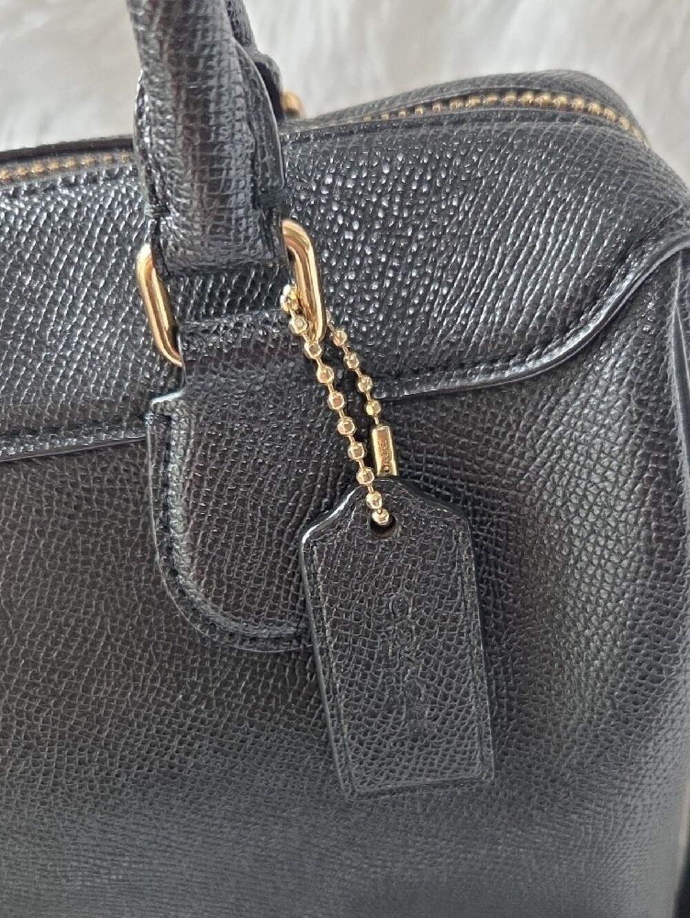 Coach Black Leather Mini Rowan with Gold-Tone Accents - Picture 2 of 9
